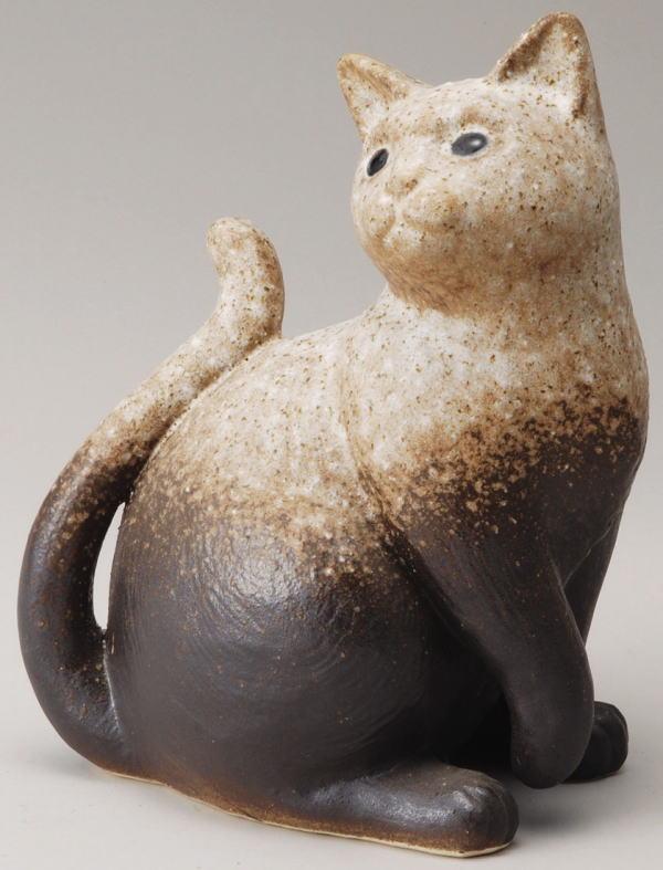 信楽焼の置物 オブジェ 猫 ねこ B102-14 日本製