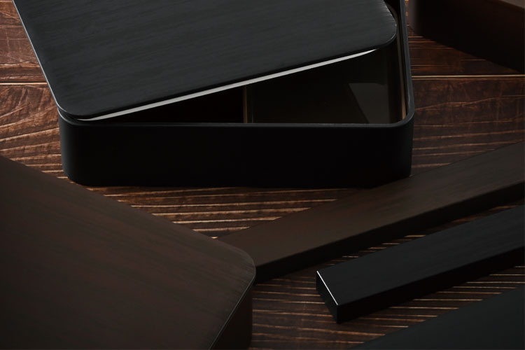 箸 ケース【メール便対応】”HAKOYA 21.0スクエア箸箱セット” WOOD STYLE ウッドスタイル 日本製 スライド式 木目 お弁当グッズ お弁当箱 おしゃれ 男子 LACQUER WARE 3