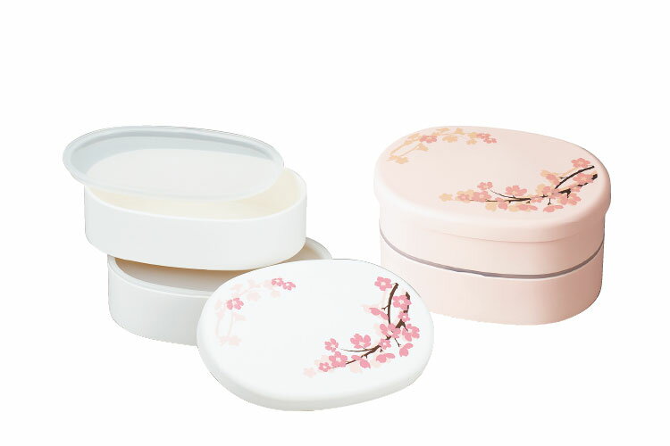 弁当箱”HAKOYA ミニオーバル弁当 SAKURA 560ml” 二段 持ちやすい設計 日本製 可愛...