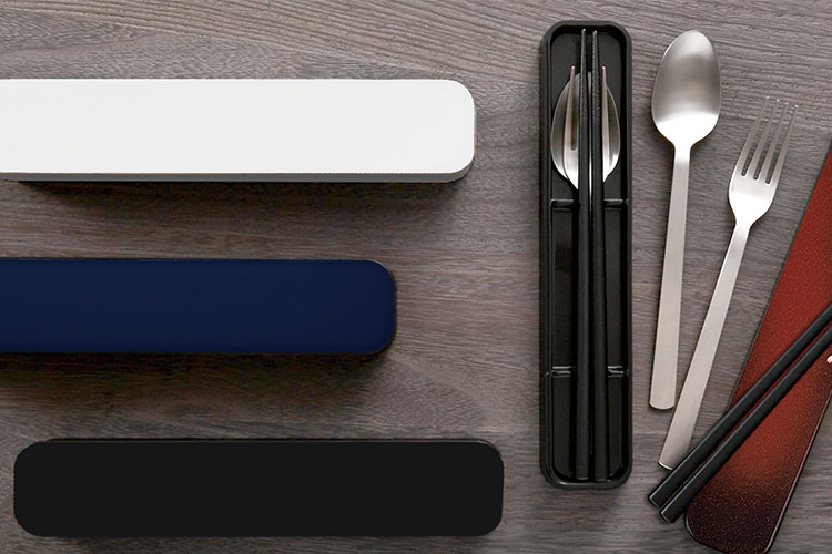 箸 スプーン フォークセット3点セット ”HAKOYA 大人のカトラリー” 無地 ホワイト ブラック レッド ネイビー 日本製 お弁当箱 おしゃれ LUNCH GOODS