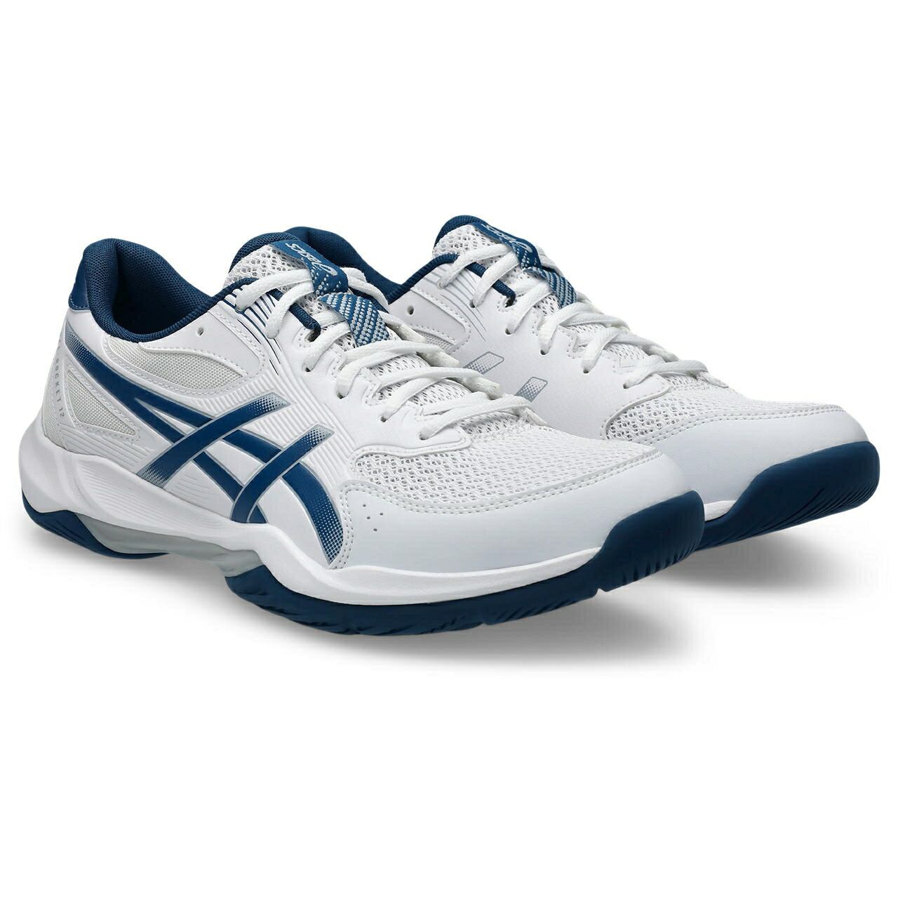asics （アシックス） バレーボール・バスケットボール・ハンド シューズ GEL-ROCKET 12 【ホワイト/マコブルー】 1073A080 100 スニーカー シューズ メンズ・レディース 男性用・女性用 ホワイト/ネイビー 白 紺 25AW {SK}