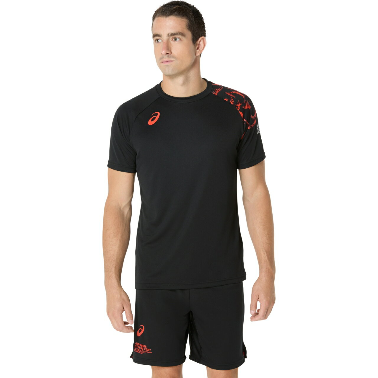 asics （アシックス） バレーボール Tシャツ トップラインファミリーハンソデシャツ 【パフォーマンスブラック】 2053A213 002 ショートスリーブ ウェア メンズ 男性用 ブラック 黒 25SS {NP}