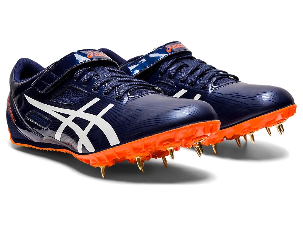 Heatsprint Fr Asics アシックス Ttp528 シューズ 靴 Fr 7 8 ヒートフラット メンズ 21ss スパイクシューズ 陸上 部活 男性用 ジュニア キッズ 子供用 ピーコート ホワイト Ttp528 412 紺 21ss Sk Hakozume