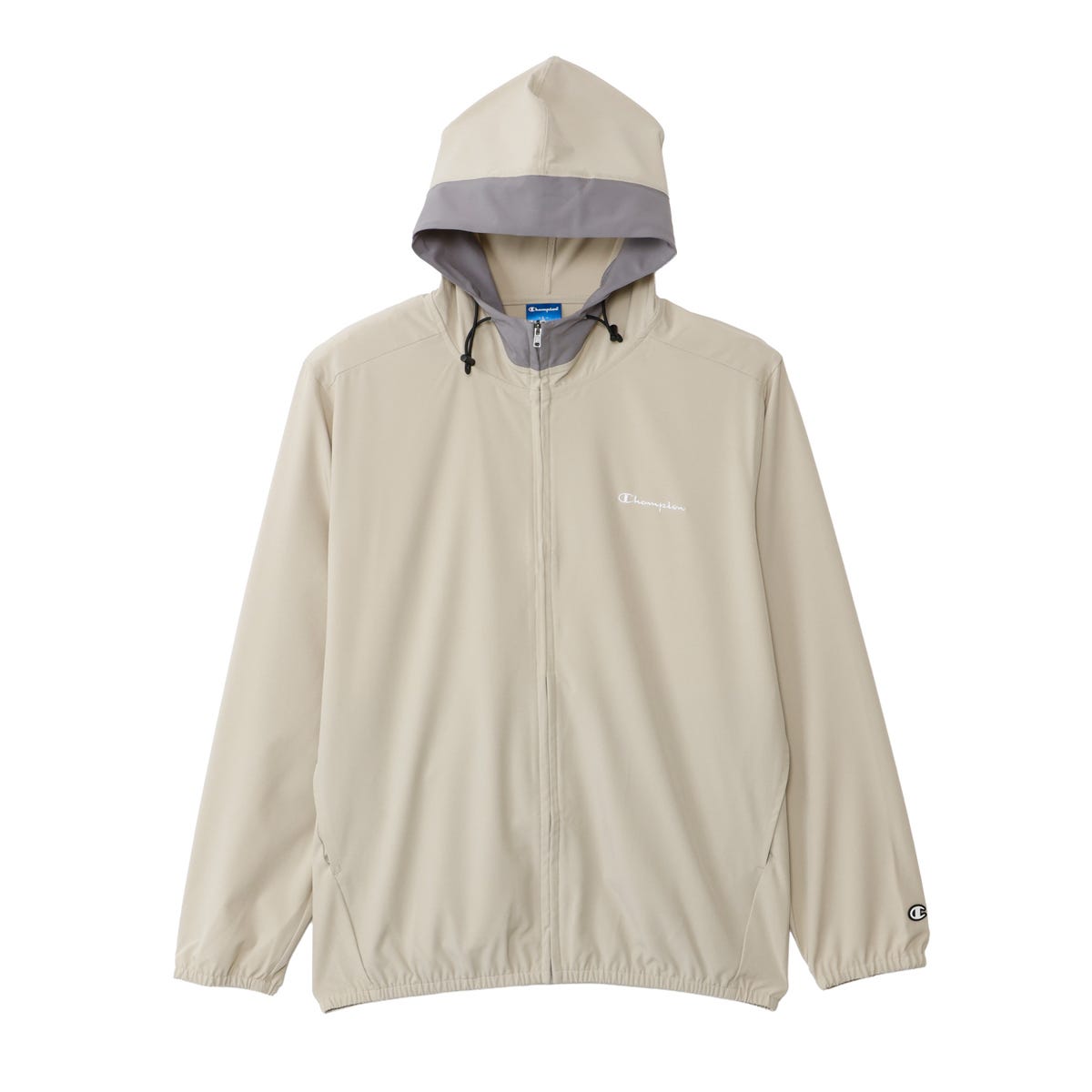 品名：ZIP_HOODED_JACKETカラー名：グレージュサイズ詳細：M : 身丈 (cm)70 | 身幅 (cm)60 | 肩幅 (cm)47 | 袖丈 (cm)60L : 身丈 (cm)72 | 身幅 (cm)62 | 肩幅 (cm)48 | 袖丈 (cm)62XL : 身丈 (cm)74 | 身幅 (cm)64 | 肩幅 (cm)49 | 袖丈 (cm)64サイズはアメリカ企画サイズではなく、日本企画サイズです。実際のサイズと若干の誤差が生じる場合がございます。±2cmまでを許容範囲としております。洗濯により若干の縮みがございます。モニタなどの環境で、写真と実際の商品とは色が多少異なる場合があります。※商品によってはどうしても若干の誤差が発生してしまいます。　1-2cmの誤差はあらかじめご了承ください。商品の説明：環境に配慮されたリサイクルポリエステル100％で、UVカット機能を備え、ストレッチ性に優れたミニリップストップ生地を使用したジップフーデッドジャケットです。袖口と裾は風の侵入を防ぐゴム仕様で、両サイドに切り替え部分を利用したポケット付き。左胸にChampion（チャンピオン）ロゴを刺繍しています。同素材を使用したロングパンツ（C3-DSD10）も展開しているので、セットアップでの着用もオススメです。※3L-5Lの大きなサイズ（C3-DSD10L）も展開しています素材・材質：Ripstopポリエステル91% ポリウレタン9%原産国：ベトナムスポーツ / スポーツウェア / バスケ / バスケットボール / チャンピオン / ヘインズ / ウェア / 上着 / ジャージ / ジップ / ジッパー / ジャケット / 運動 / 部活 / トレーニング / フィットネス / 学校 / ジム / 日常 / 防寒 / C3DSC10-791