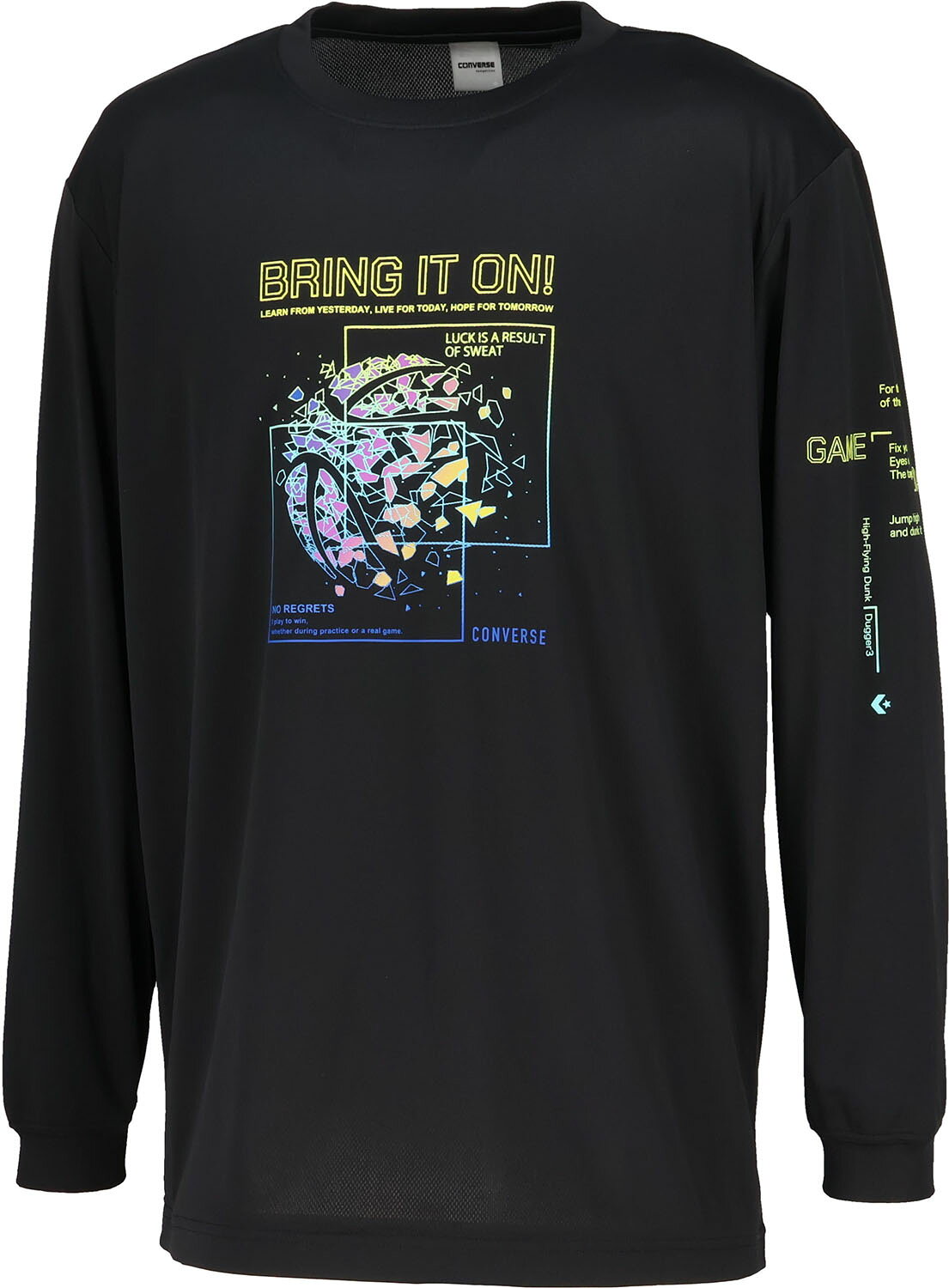CONVERSE （コンバース） バスケットボール Tシャツ プリントロングスリーブシャツ 【ブラック/グリーン】 CB252367L 1924 半袖Tシャツメンズ ロングスリーブシャツ メンズ・レディース 男性用・女性用 ZCC ブラック 黒 緑 25FW {NP}