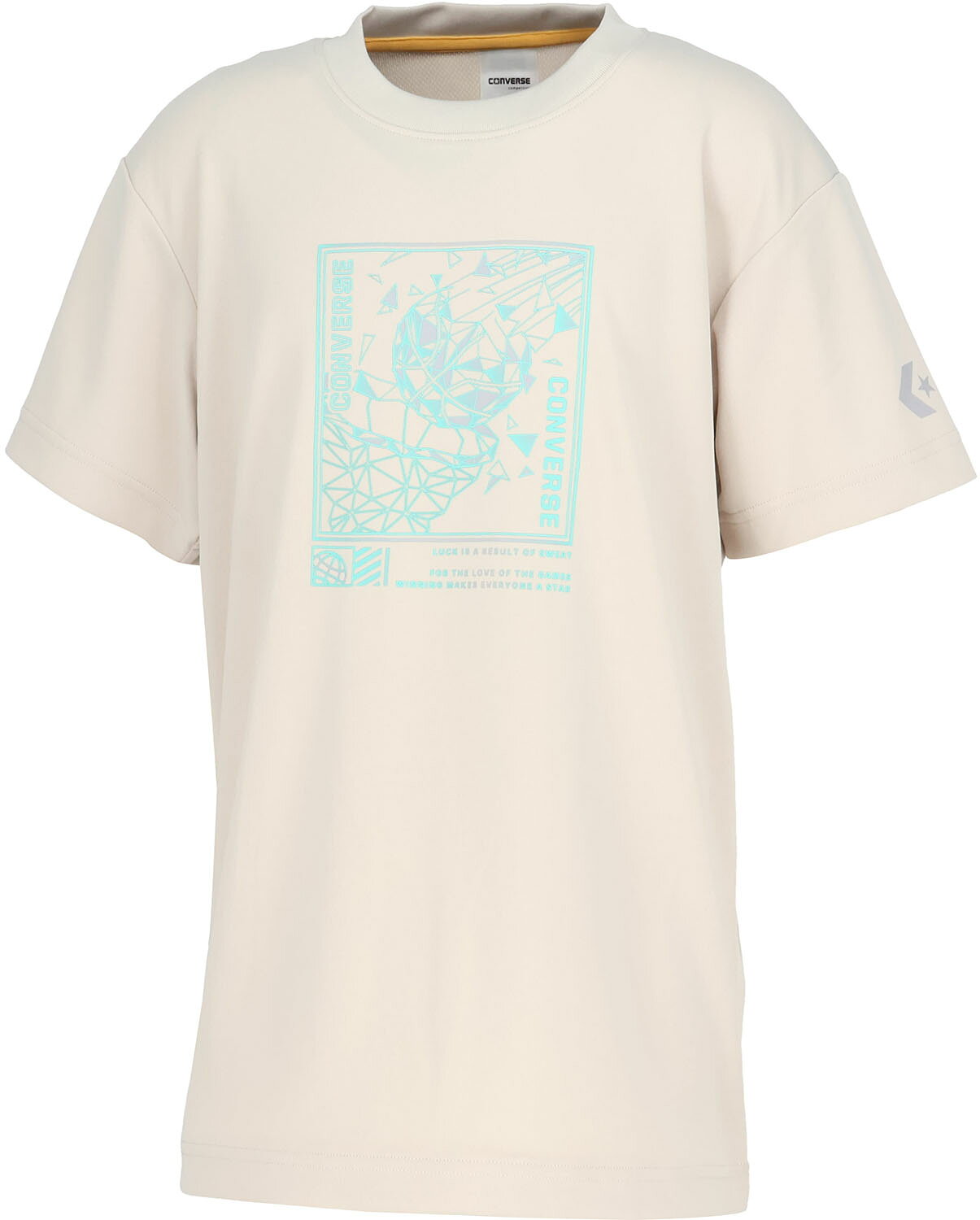 品名：6S JRプリントTシャツカラー名：アイボリーサイズ詳細：130サイズ:チェスト61-67cm、身長125-135cm140サイズ:チェスト65-72cm、身長135-145cm150サイズ:チェスト70-78cm、身長145-155cm160サイズ:チェスト76-84cm、身長155-165cm※商品によってはどうしても若干の誤差が発生してしまいます。　1-2cmの誤差はあらかじめご了承ください。商品重量：140g商品の説明：ワイヤーフレームのバスケットボールデザインジュニアTシャツ。柔らかな肌触りに吸汗速乾を兼ね揃えたスポーツ向けアイテム。素材・材質：ポリエステル100%機能：吸汗・速乾、UV原産国：中国バスケ / バスケ用 / ばすけ / バスケットボール / バスケ / コンバース / コンバースバスケ / 練習用 / ミニバス / ジュニア / Jr / 小学生 / 初心者 / 男の子 / 女の子 / 子供 / BASKE / BASKETBALL / オススメ / 移動用 / 個人持ち / 中学生 / 高校生 / 社会人 / 部活 / クラブ / 吸汗速乾 / さらさら / べたつかない / すぐ乾く / ユニセックス / 男女兼用 / メンズ / Tシャツ / 半袖Tシャツ / / CB461357-1200