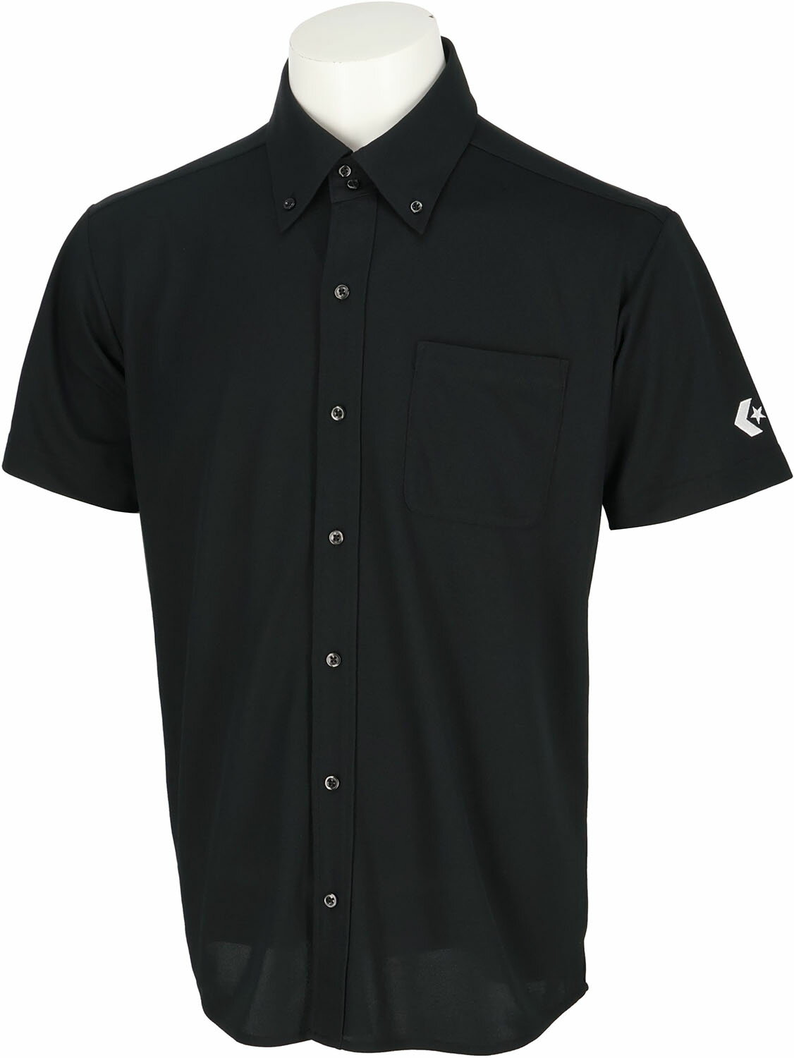CONVERSE (コンバース) バスケットボール ポロシャツ フルオープンボタンダウンシャツ 【ブラック】 CB251551 1900 ポロシャツ 半袖シャツ...