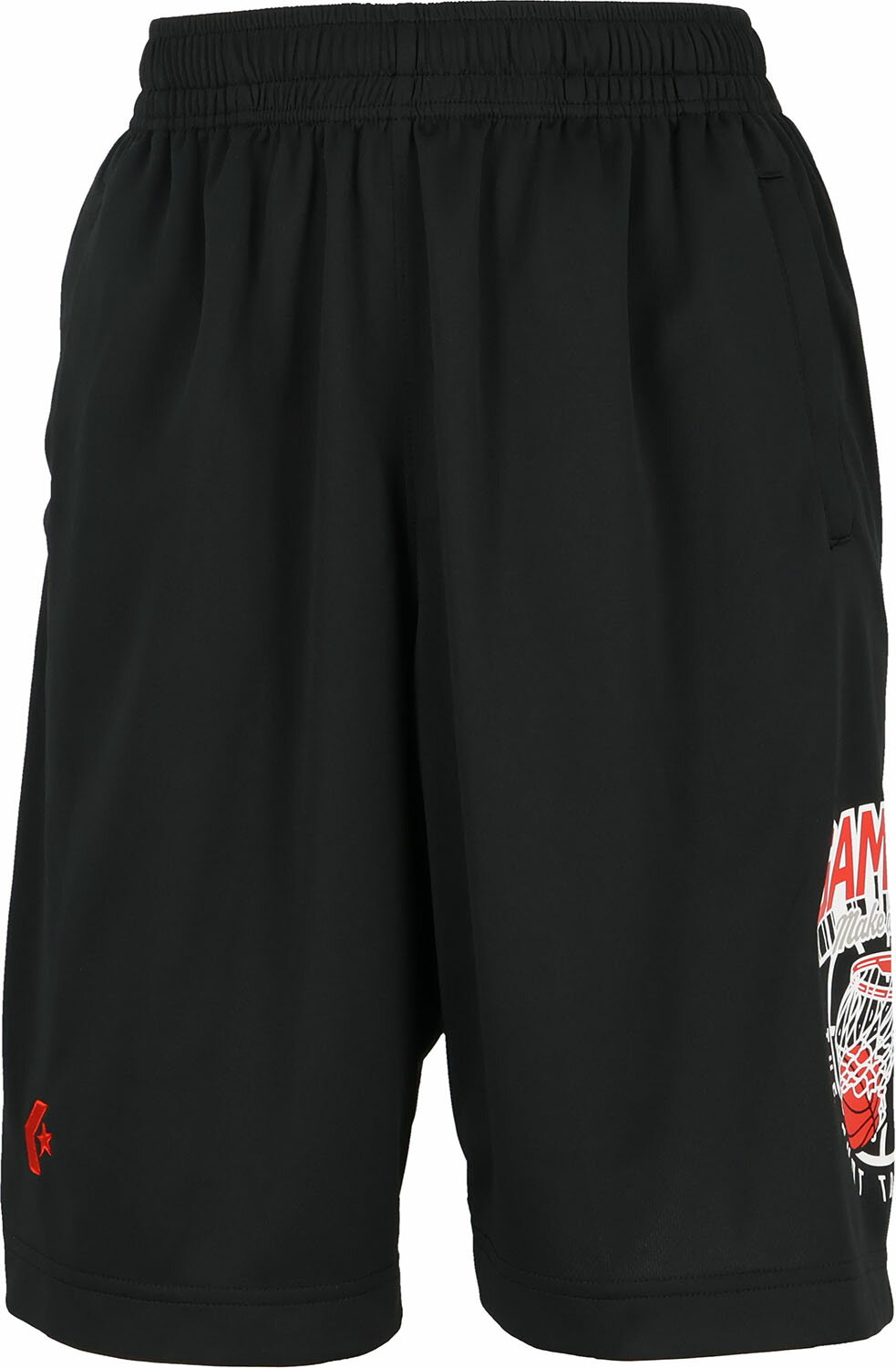 Basketball - CONVERSE （コンバース） バスケットボール Tシャツ Jr.プラクティスパンツ(ポケット付き) 【ブラック×C.レッド】 CB452851 1966 プラクティスパンツJR プラクティスパンツ ジュニア・キッズ 子供用 ブラック 黒 赤 25FW {NP}