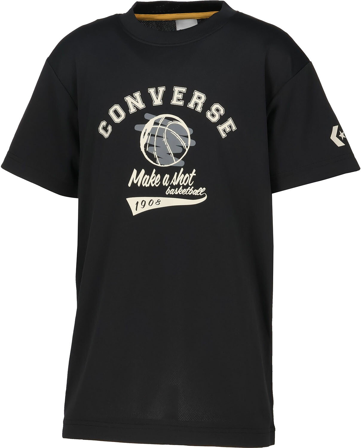 品名：6S JRプリントTシャツカラー名：ブラック×アイボリーサイズ詳細：130 : 身幅37 | 身丈54 | 背肩幅33.5 | 袖丈14.5140 : 身幅40 | 身丈58 | 背肩幅36.5 | 袖丈15.5150 : 身幅43 | 身丈62 | 背肩幅39.5 | 袖丈16.5160 : 身幅46 | 身丈66 | 背肩幅42.5 | 袖丈17.5※商品によってはどうしても若干の誤差が発生してしまいます。　1-2cmの誤差はあらかじめご了承ください。商品重量：140g商品の説明：バスケットボールのアイコンにペイントタッチで色を加え、ストリート感を演出したジュニアTシャツ。柔らかな肌触りに吸汗速乾を兼ね揃えたスポーツ向けアイテム。素材・材質：ポリエステル100%機能：吸汗・速乾、UV原産国：中国バスケ / バスケ用 / ばすけ / バスケットボール / バスケ / コンバース / コンバースバスケ / 練習用 / ミニバス / ジュニア / Jr / 小学生 / 初心者 / 男の子 / 女の子 / 子供 / BASKE / BASKETBALL / オススメ / 移動用 / 個人持ち / 中学生 / 高校生 / 社会人 / 部活 / クラブ / 吸汗速乾 / さらさら / べたつかない / すぐ乾く / ユニセックス / 男女兼用 / メンズ / Tシャツ / 半袖Tシャツ / CB461358-1912