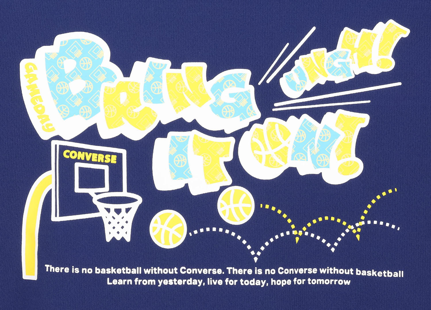 hakozumeのCONVERSE （コンバース） バスケットボール Tシャツ Jr.プリントTシャツ 【ネイビー】 CB461360 2800 半袖TシャツJR ショートスリーブ ジュニア・キッズ 子供用 ZCC（株） ネイビー 紺 26SS {NP}｜アングル3