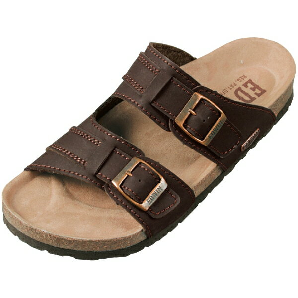 楽天hakozumeDAIMATU（ダイマツ） EDWIN（エドウィン） Men'sフットベットサンダル 【D.ブラウン】 EW9128 208 メンズ 男性用 コンフォートサンダル コルク カジュアル シューズ・靴 茶 17SS {SK}