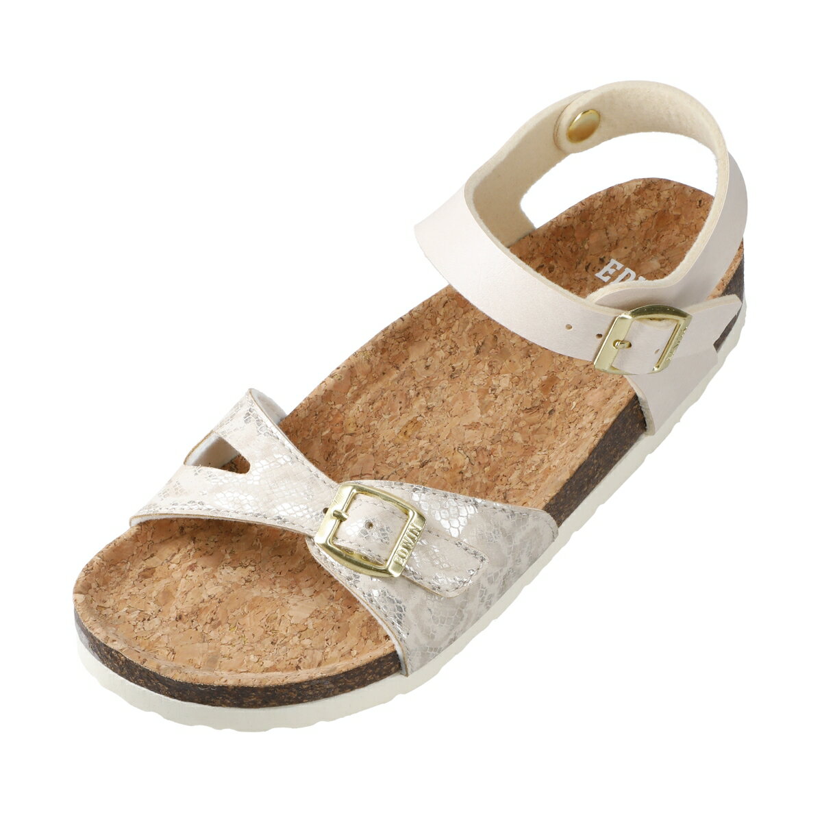 DAIMATU（ダイマツ） EDWIN WOMEN（エドウィン ウーマン） レディスフットベット EW9464 3 【アイボリー】 レディース 女性用 シューズ・靴 コルク コンフォート サンダル ストラップ バックル つっかけ 歩きやすい 履きやすい マルチ・カジュアル 白 2023 {SK}