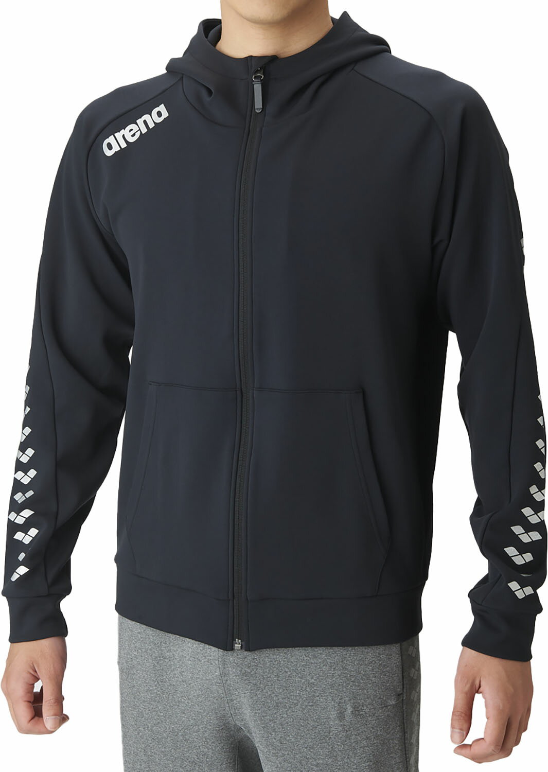 arena （アリーナ） 水泳 スウェット・トレーナ 【チームウェア】フルジップスウェットパーカー 【ブラック】 ARN1331 BLK スウェットパーカー 21FW {NP}