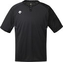 ★あす楽★ DESCENTE (デサント) 野球&ソフトボール Tシャツ 2ボタンベースボールシャツ 【ブラック】 DB-127 BLK 半袖Tシャツ シャツ メンズ 男性用 ブラック 黒 24SS {NP}