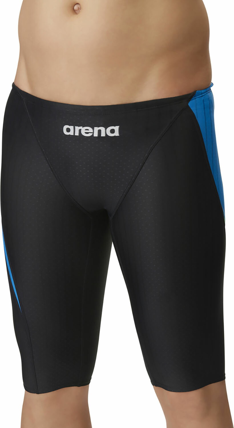 arena （アリーナ） 水泳 水着 レーシングスパッツ(ハーフレッグ) 【ブラック×Lブルー×Lイエロー】 FAR-3555M BKBU 水着メンズ競泳用（FINA公認） 水着 メンズ 男性用 ブラック 黒 24SS {SK}