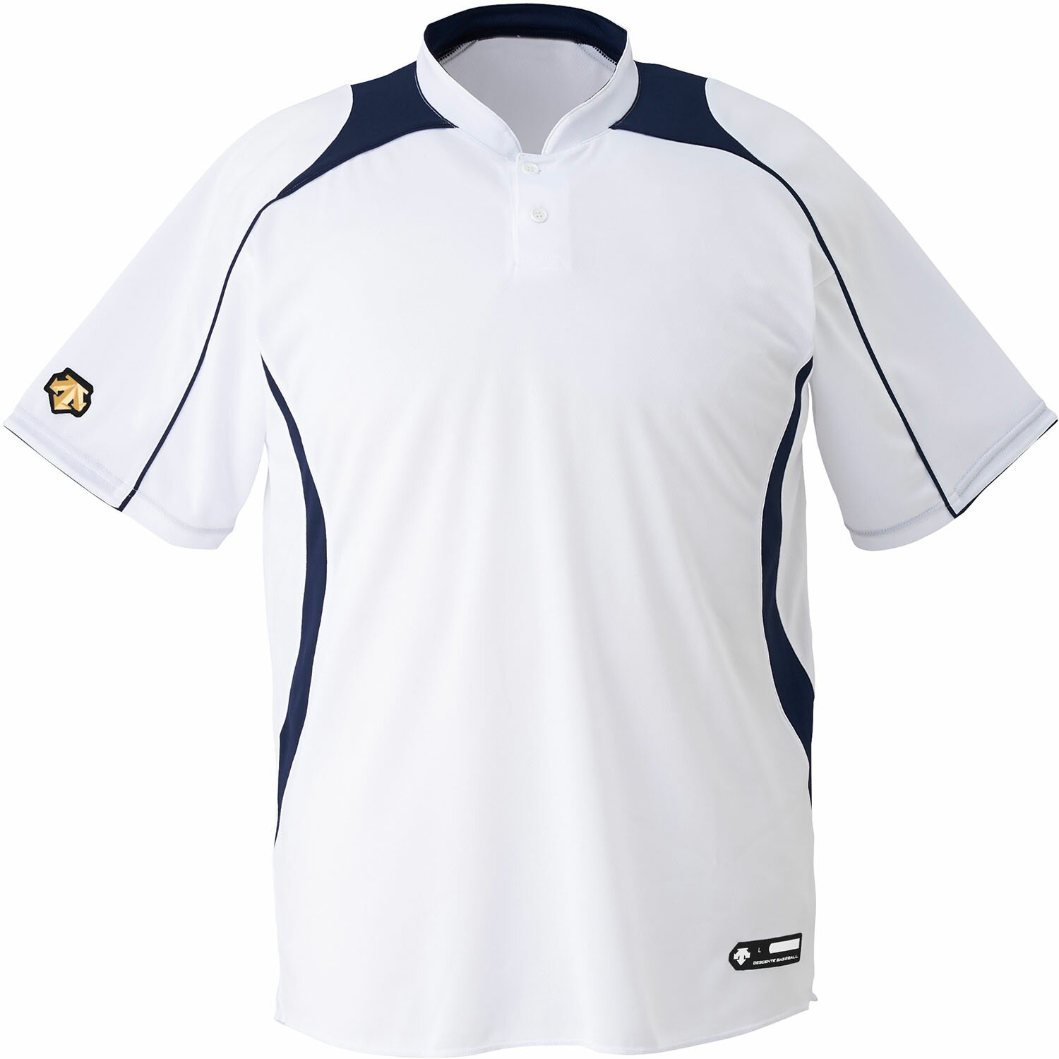 DESCENTE （デサント） 野球＆ソフトボール Tシャツ ベースボールシャツ 【Sホワイト×Dネイビー】 JDB110B SWDN ベースボールTシャツ Tシャツ ジュニア キッズ 子供用 ホワイト 白 20SS {NP}