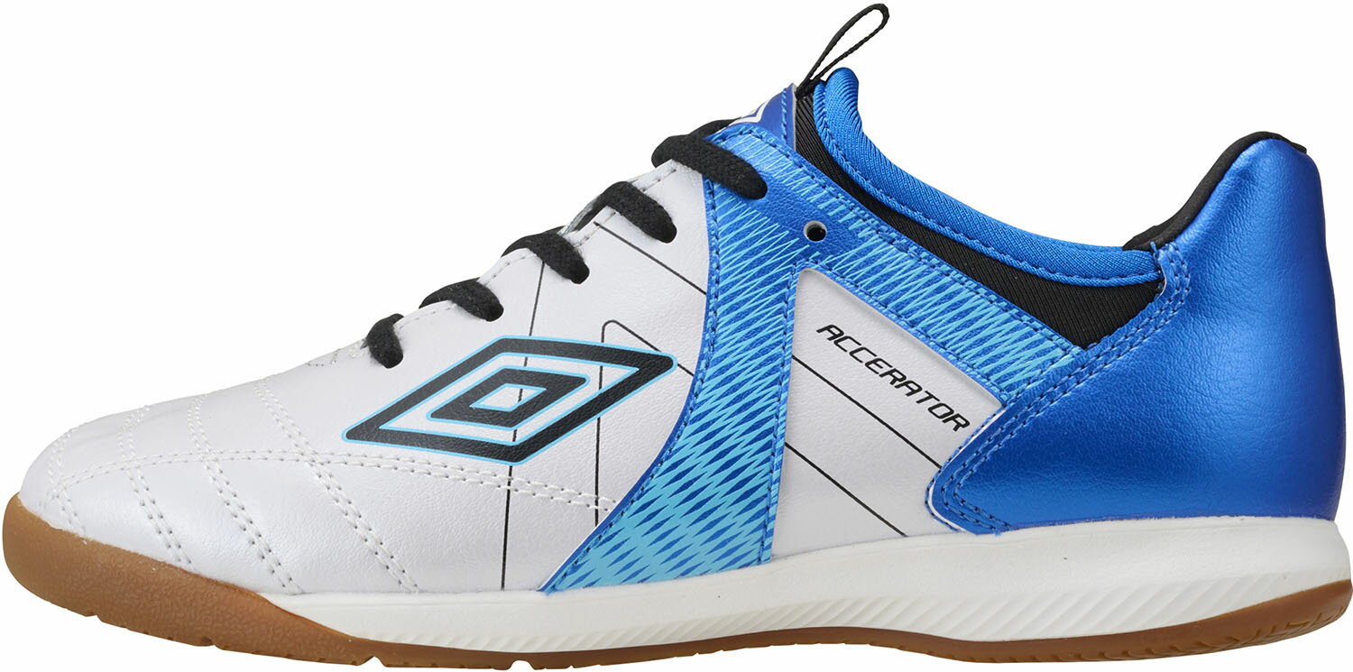 umbro （アンブロ） サッカー スパイク アクセレイター TR JR WIDE IN 【S.WHITE/BLUE/BLACK】 UF5SFCF1J WHBL スパイクJRインドア フットサル シューズ ジュニア キッズ 子供用 ホワイト 白 20SS {SK}