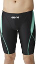 arena (アリーナ) 水泳 水着 ジュニアハーフスパッツ 【ブラック×ミント】 ARN-2052MJ BKMT 水着ボーイズ競泳用(FINA公認) 競泳水着 ジュニア・キッズ 子供用 ブラック 黒 緑 23FW {NP}|詳細画像