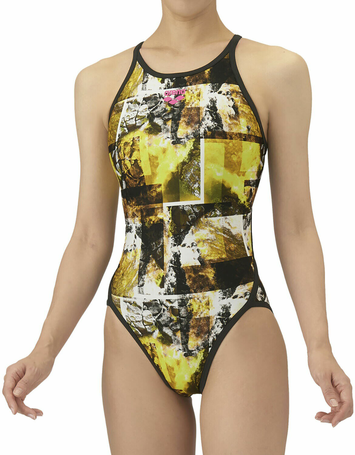 arena （アリーナ） 水泳 水着 トレーニングワンピース(オープンバック) 【イエロー×ブラック】 AS5FWM05L YLBK 水着レディース競泳用（非公認） トレーニング水着 レディース 女性用 イエロー 黄 黒 25FW {SK}