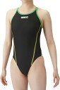 arena (アリーナ) 水泳 水着 トレーニングワンピース(オープンバック) 【ブラック×ミックス】 SAR-4106W BKMX 水着レディース競泳用(FINA非公認) トレーニング水着 レディース 女性用 ブラック 黒 緑 黄 24SS {SK}