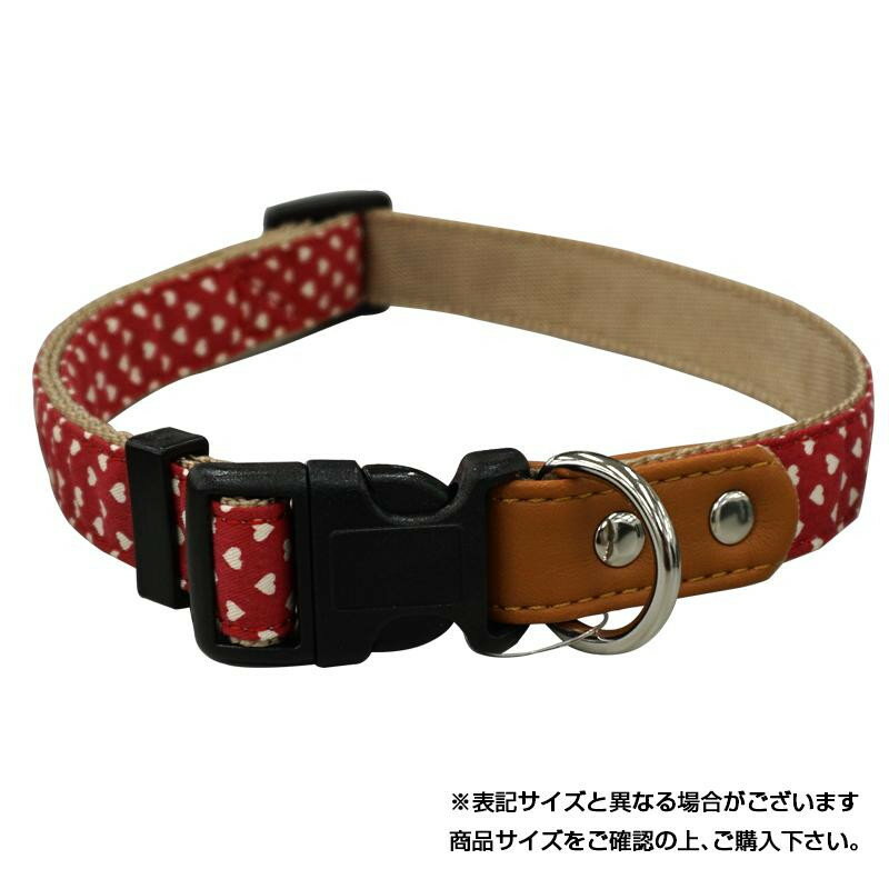 犬用首輪。プチハート柄の犬具原材料：ナイロン。