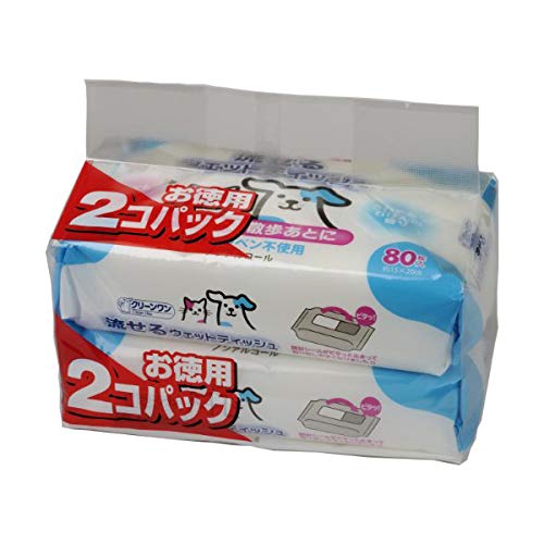 シーズイシハラ（株） クリーンワン流せるウェットティッシュ 80枚×2個 犬用品 お手入れ 日用品｛SK}