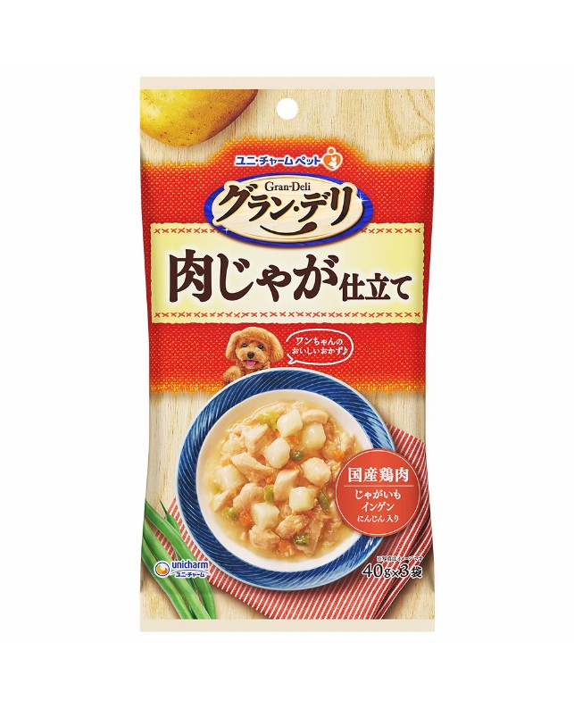 乐天商城 - ユニ・チャーム株式会社 グラン・デリパウチ肉じゃが仕立て 40g×3袋 犬用 ドックフード ウェット シュリンク 4520699408100 {NP}