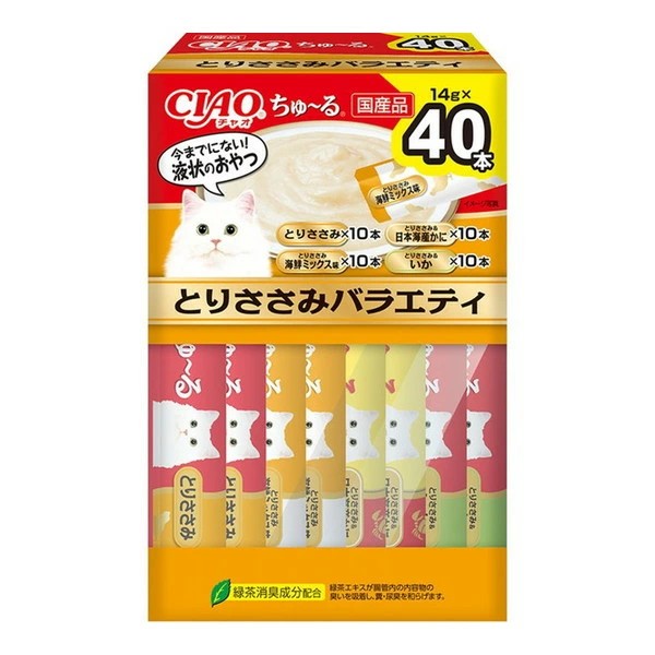 乐天商城 - いなばペットフード株式会社 CIAO ちゅーる とりささみバラエティ 14g×40P 猫用 キャットフード スナック 4901133550089 {SK}