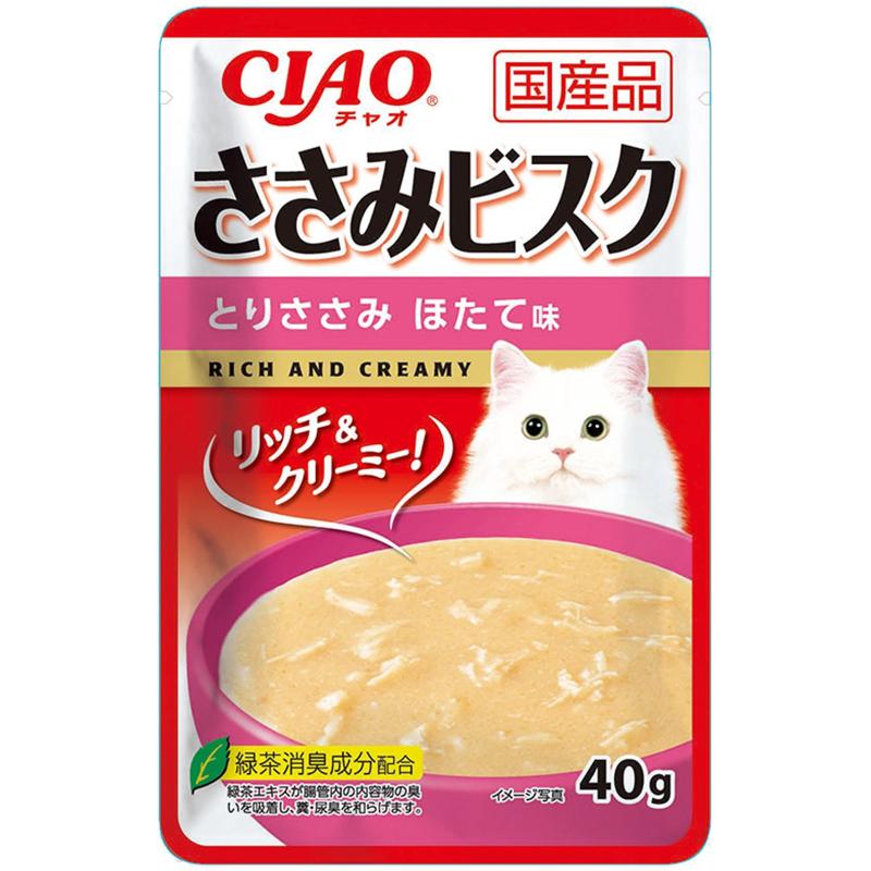 いなばペットフード株式会社 CIAO ささみビスク とりささみ ほたて味 40g 猫用 キャットフード ウェット 4901133819087 {NP}