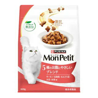 Mon Petit - ネスレ日本株式会社 モンプチ バッグ 5種のお腹にやさしいブレンド 600g 猫用 キャットフード ドライ 総合栄養食 4902201217996 {SK}