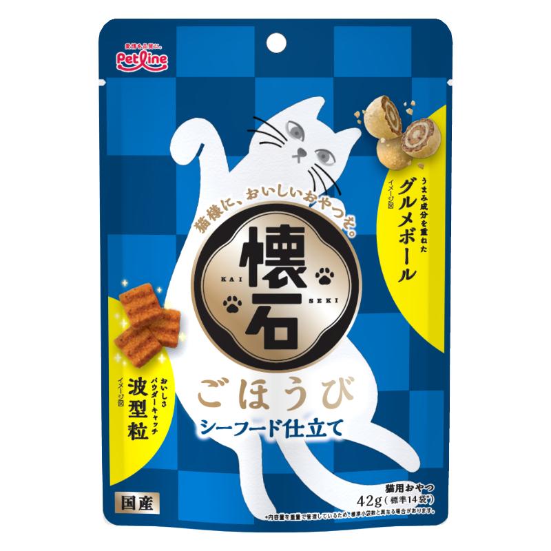Mature Cat - ペットライン株式会社 懐石ごほうび シーフード仕立て 42g 猫用 キャットフード スナック 4902418004693 {SK}