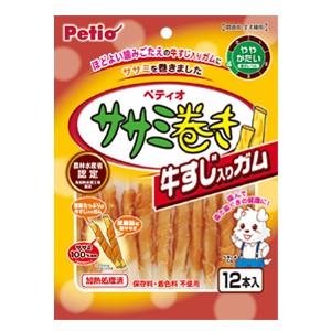 乐天商城 - 株式会社ペティオ ササミ巻き 牛すじ入りガム 12本入 犬用 ドックフード スナック 巻き 4903588145582 {NP}