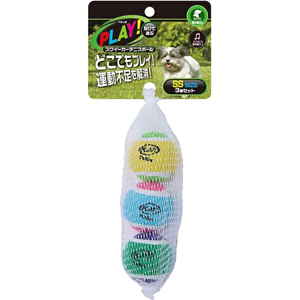 株式会社ペティオ 犬用おもちゃ PLAY スクイーカーテニスボール SS 3個セット 犬用 用品 玩具・アジリティグッズ 4903588276408 {SK}