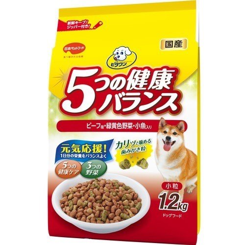 日本ペットフード（株） ビタワン5つの健康バランスビーフ味・野菜入り小粒 1.2kg ＜対象年齢 全ステージ＞ 犬用品 ドライ ドックフード｛SK}