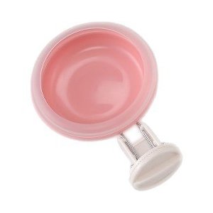 サークルに取り付けられる食器。食べこぼし、水こぼれを防止するリングカバー原材料：PP樹脂。