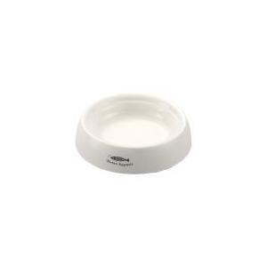 ネコちゃんの食べやすい食器です。原材料：本体：メラミン樹脂、ゴム脚：シリコーンゴム。幅×奥行×高さ=132×130×32(mm)。ズレにくい、こぼれにくい、ひっくり返りにくい。