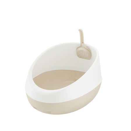 乐天商城 - （株）リッチェル ラプレ ネコトイレ ハーフカバー ホワイト 猫 用品 トイレ 4945680566247 {SK}
