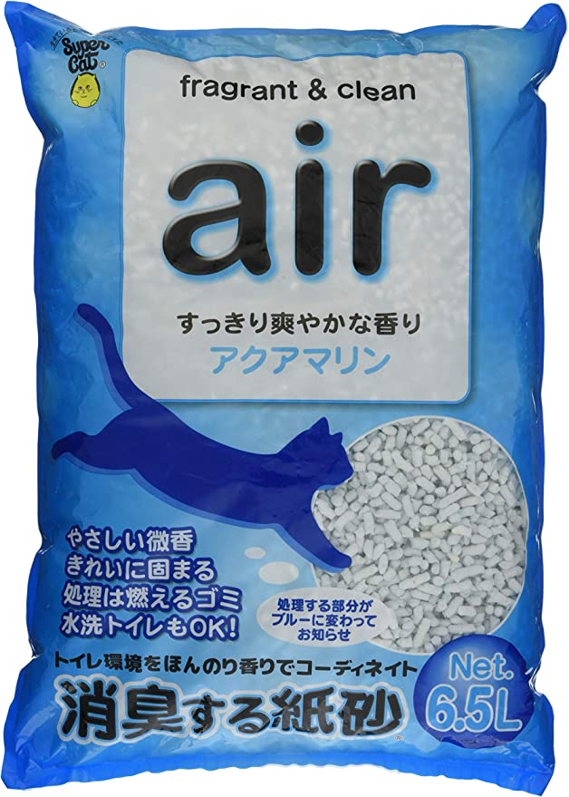 （株）スーパーキャット air アクアマリン 6.5L 猫 用品 トイレタリー 紙砂 4973640001958 {SK}