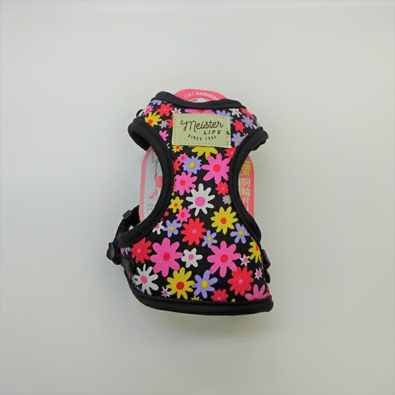 カワノ産業（株） キャットソフティハーネスリードフラワーブラック 猫 用品 引き紐 4960638726177 {NP}