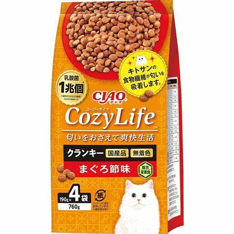 いなばペットフード(株) CIAO COZY LIFEクランキーまぐろ節味 190g×4P 猫用品 フード ドライ 総合栄養食 4901133679995 {SK}
