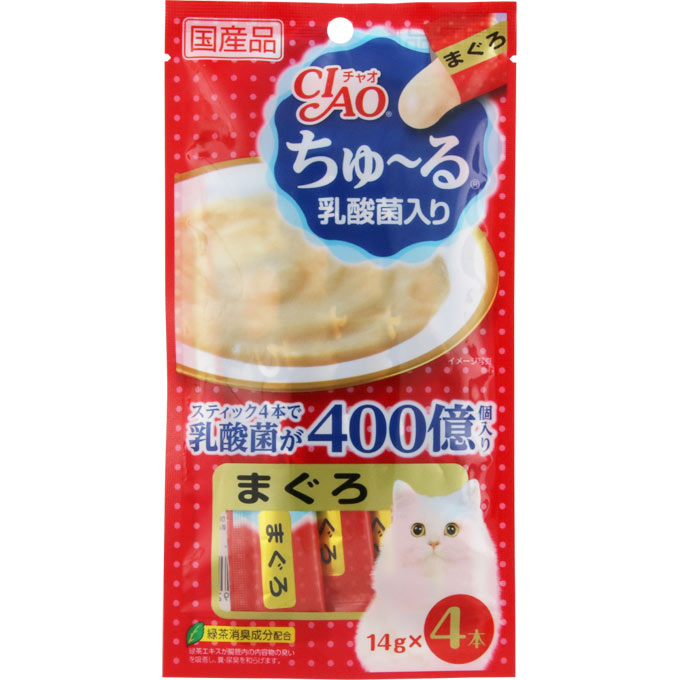 いなばペットフード(株) チャオちゅーる乳酸菌入りまぐろ 14g×4本 猫用品 フード スナック 4901133718892 {NP}