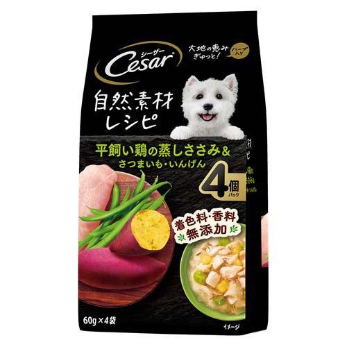 乐天商城 - マースジャパンリミテッド シーザー 自然素材レシピ 平飼い鶏の蒸しささみ＆さつまいも・いんげん 60g×4袋 犬用品 フード ウェット 一般食 4902397871989 {SK}
