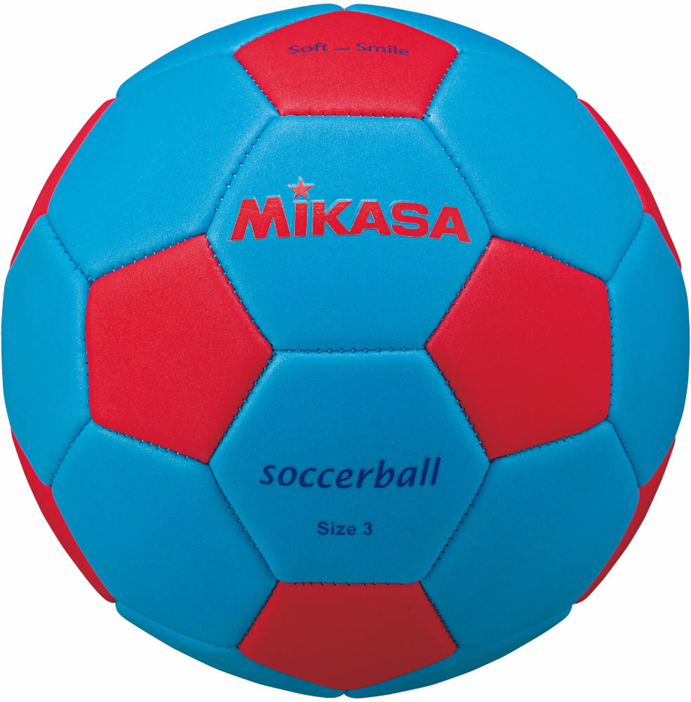 MIKASA （ミカサ） サッカー ボール スマイルサッカー 3号 マシーン縫い 【スカイブルー×レッド】 STPEF3-SBLR 競技ボール3号 サッカー ジュニア・キッズ 子供用 ブルー 青 赤 21 {SK}