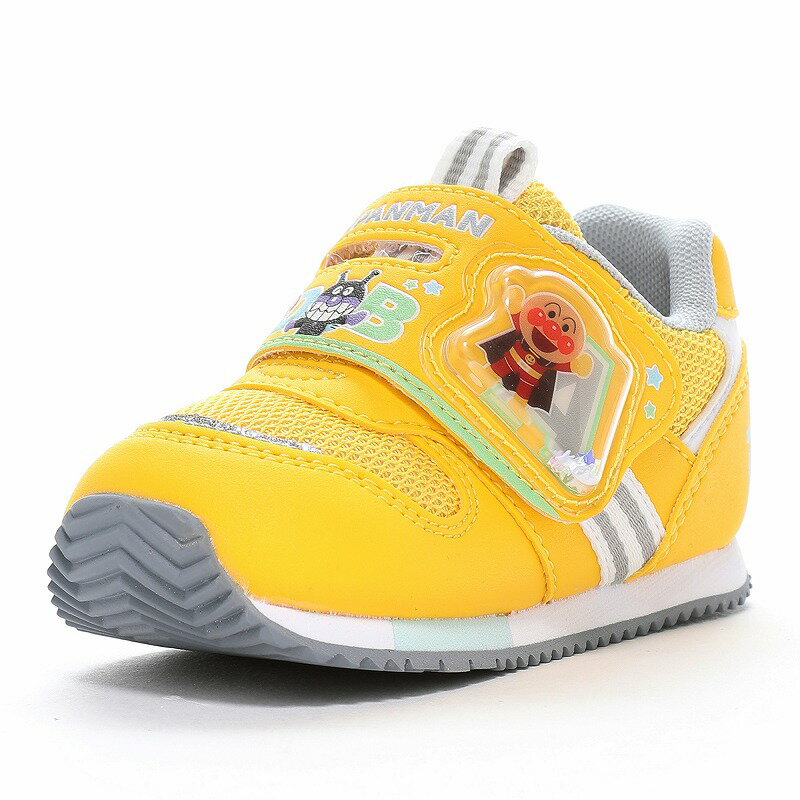カラー名：イエローサイズ詳細：12.0cm-14.5cm(ハーフサイズ有り)商品の説明：アンパンマンのベビーシューズです。「アルファベットとアンパンマン」をテーマに、お洋服に合わせやすいカジュアルな雰囲気にまとめました。甲バンドのクリアパーツに入った星のスパンコールは、動くたびにシャカシャカ動くおもちゃ感覚の楽しい一足です。通園をはじめ、お出かけなど、マルチに履いていただけます♪重さは13.0cmで片足約90gです。【洗えるインソール】足裏になじみ、取り出して洗濯ができるので靴内を清潔に保てる中敷きです。UPPER：合繊/合皮SOLE：ラバーWIDTH：2EMADE IN：CHINAAP / B57 / イエロー / / / / / / / / / / / / / / / / / / / / 12111593