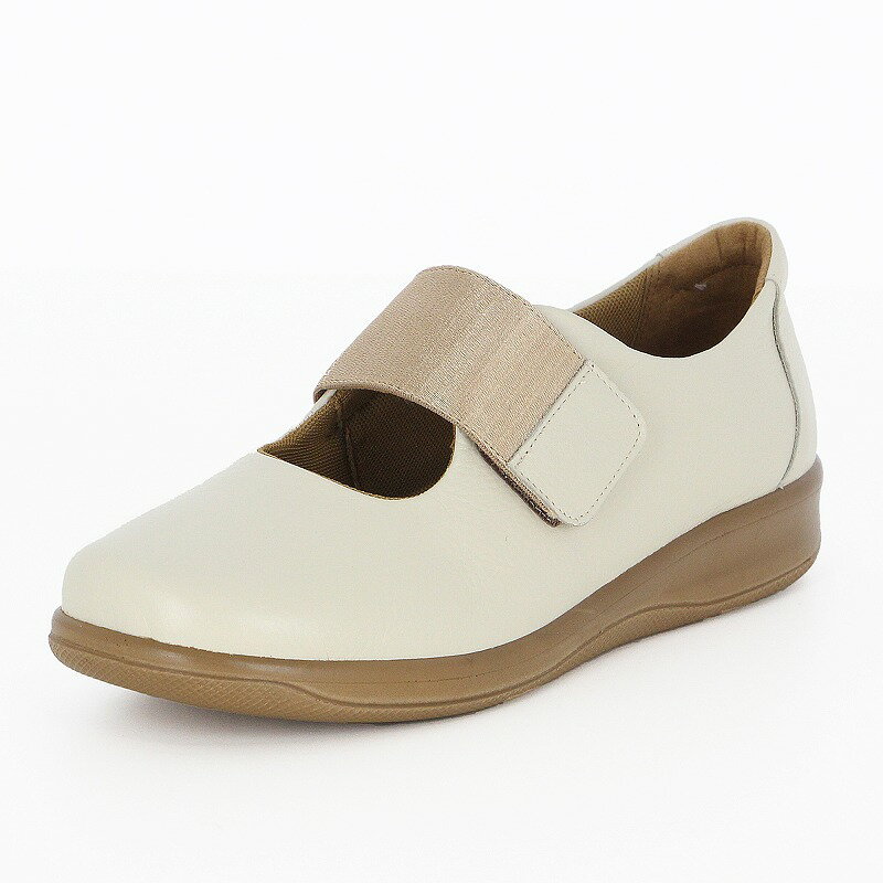 Moonstar（ムーンスター） パンプス SPORTH （スポルス） SP2506 【アイボリー】 42325061 国産 コンフォートシューズ ヒール高3cm クッション性 洗えるインソール 撥水加工 軽量 幅広 バンドタイプ ダブルクッション カジュアル レディース 女性用 白 25 {SK}(4)