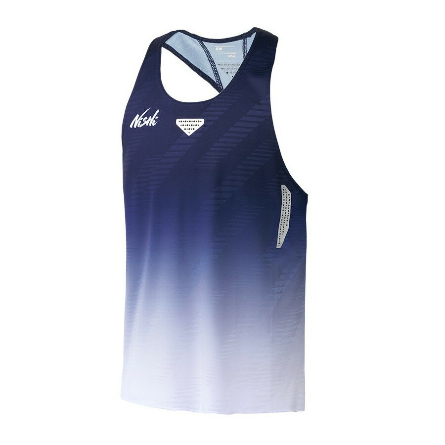 NISHI（ニシ） ランニング 陸上 ジャカードランニングトップ MEN'S 【ネイビー／ホワイト】 2811A384 0501 メンズ　男性用 濃紺 白 {NP}