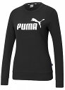 PUMA (プーマ) フィットネス・トレーニング スウェット・トレーナー ESS (エッセンシャルズ) ロゴ クルースウェット レディース 女性用 陸上 マラソン ジョギング ランニング ジム 【プーマ ブラック(01)】 黒 588707 {SK}