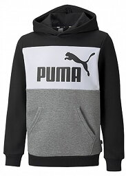 PUMA (プーマ)トレーニング スウェット・トレーナー ESS＋ (エッセンシャルズ+) カラーブロック フーディースウェット ジュニア・キッズ 子供用 ジョギング ランニング ジム 【プーマ ブラック(01)】 黒 672635 {SK}