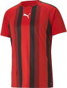 PUMA (プーマ) サッカー・フットサル ゲームシャツ・ユニフォーム TEAMLIGA (チームリーガ) ストライプ ゲームシャツ メンズ 男性用 部活 試合 練習 トレーニングウェア ウエア 【プーマ ブラック(01)】 黒 705152 {NP}