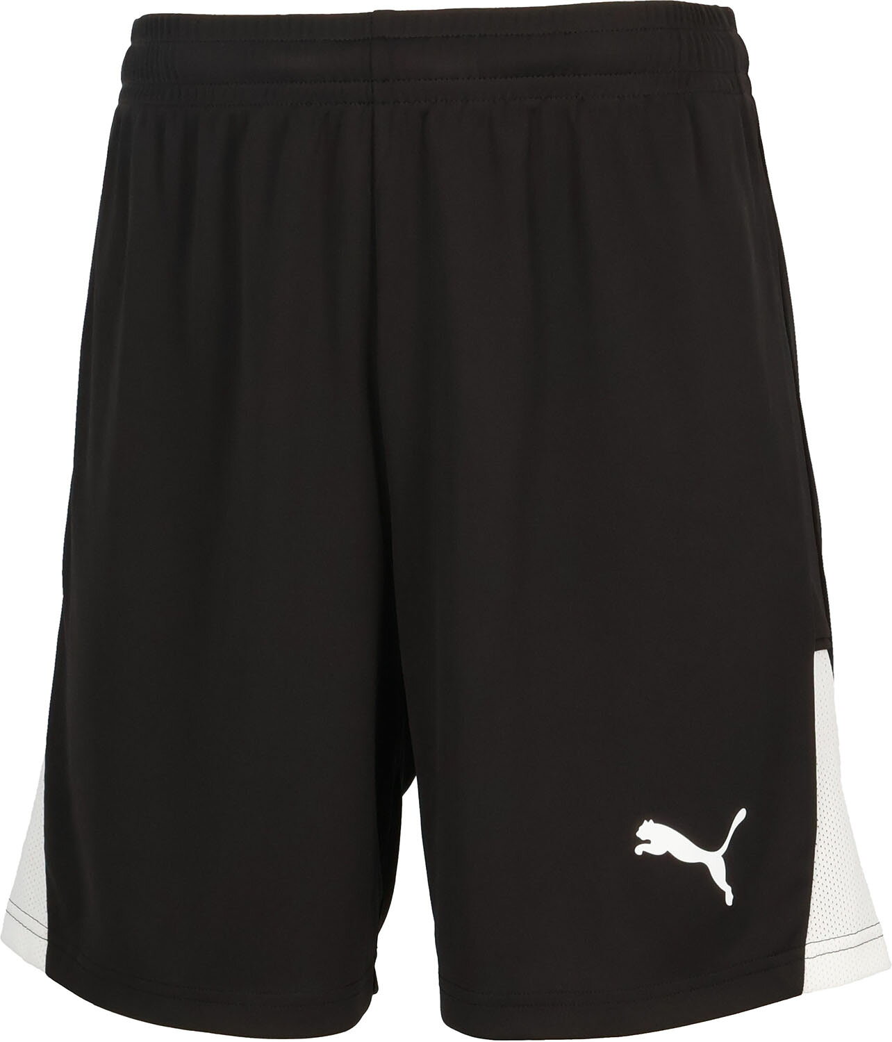 品名：TEAMLIGA26 ショーツカラー名：PUMA Black-PUMA White-PUMA Whiteサイズ詳細：■S/ウエスト68cm、ヒップ98cm、股上27.5cm、股下19.0cm、すそ周り54.6cm、脇丈43.5cm、もも渡り61.8cm■M/ウエスト72cm、ヒップ102cm、股上28.5cm、股下19.0cm、すそ周り56.8cm、脇丈44.5cm、もも渡り64.4cm■L/ウエスト76cm、ヒップ106cm、股上29.5cm、股下19.0cm、すそ周り59cm、脇丈45.5cm、もも渡り67cm■XL/ウエスト82cm、ヒップ110cm、股上30.5cm、股下19.0cm、すそ周り61.2cm、脇丈46.7cm、もも渡り69.6cm■XXL/ウエスト88cm、ヒップ114cm、股上31.5cm、股下19.0cm、すそ周り63.4cm、脇丈47.9cm、もも渡り72.2cm※商品によってはどうしても若干の誤差が発生してしまいます。　1-2cmの誤差はあらかじめご了承ください。商品の説明：「TEAMLIGA26 ショーツ」は、軽量で耐久性に優れたリサイクルポリエステル100%のインターロック素材を採用した高機能サッカーショーツ。DRYCELLテクノロジーが汗を素早く吸収・拡散し、ドライな着心地をキープ。動きやすい設計で、試合やトレーニング中も快適なパフォーマンスをサポートします。素材・材質：本体/ポリエステル100%、切替/ポリエステル100%原産国：インドネシア特徴：・DRY CELL/吸水速乾の高機能素材により、運動中の衣服内はドライで快適。・トリムや装飾品を除く100%リサイクル素材で作られています。詳細:フィット感/レギュラー、主な素材タイプ/インターロック、伸縮性のあるウエストバンド、通気性用のメッシュパネルサッカー / パンツ / ショーツ / ショートパンツ / 短パン / メンズ / 男性 / 707346-03